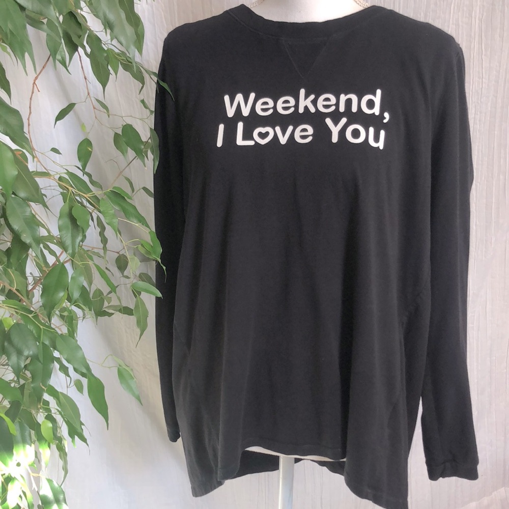 ANY BODY Sz S Weekend I Love you black casual long sleeve sweatshirt loungewear